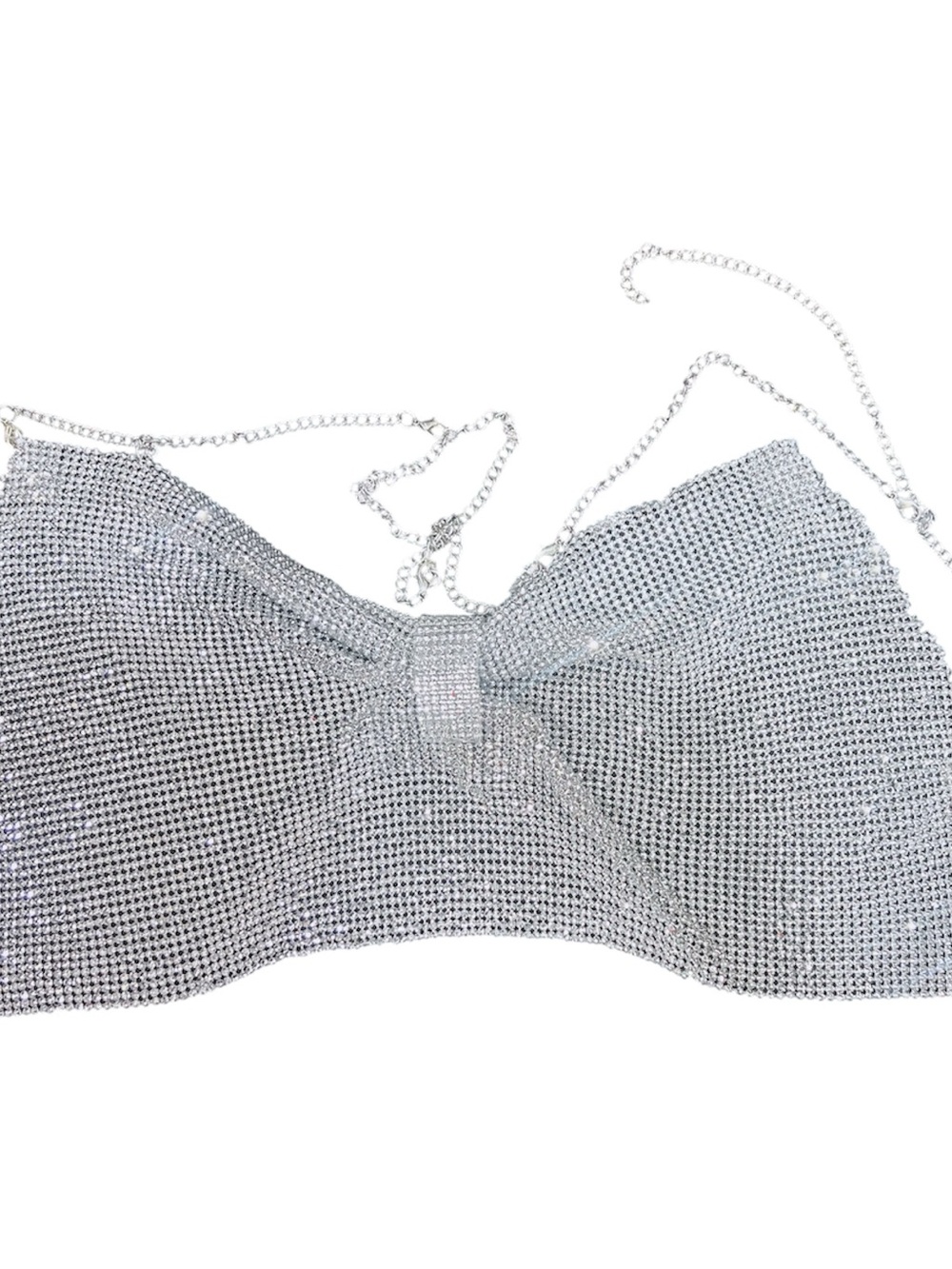 Spencer's Silver Crystal Mesh Strapless Chain Dress - Picture 4 of 5